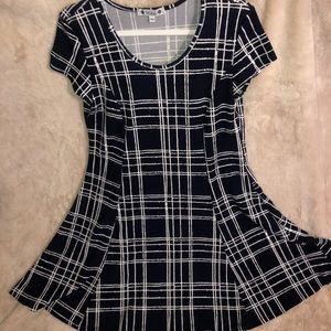 Navy dress with white stripes